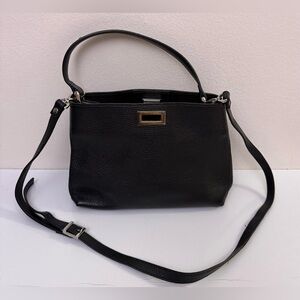 Ripani black pebble leather handbag purse crossbody straps made in‎ Italy